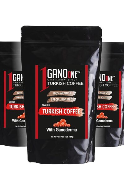 GanoOne Traditional Turkish Coffee with Ganoderma Reishi Mushroom Extract Medium Roast Ground Special Blend 100% Arabica Coffee