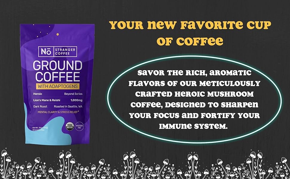 Experience the perfect cup of mushroom coffee with adaptogens