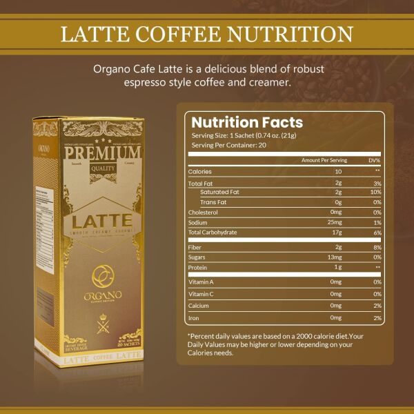 Organo Gold 2 Box Cafe Latte 100% Certified Organic Gourmet Coffee