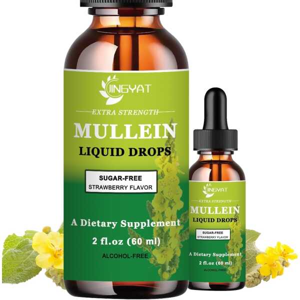 Extra Strength 2,000mg Mullein Drops for Lungs, Mullein Leaf Extract Supplement, Alcohol Free, High Absorption, Powerful and