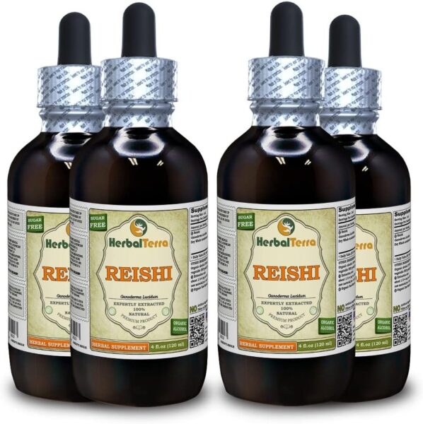 Reishi Mushroom (Ganoderma Lucidum) Glycerite, Organic Dried Mushrooms Alcohol-Free Liquid Extract 2 oz