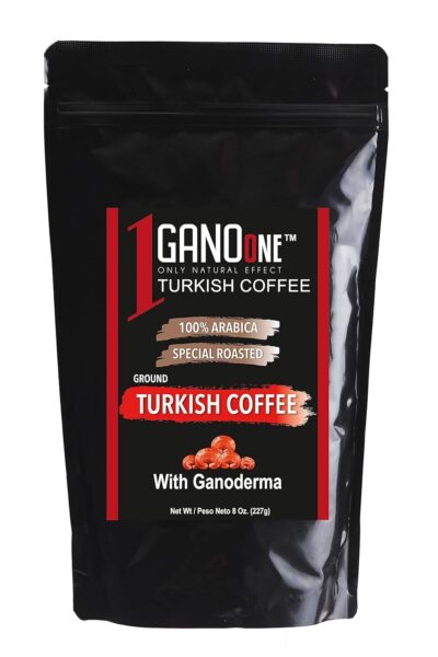 GanoOne Traditional Turkish Coffee with Ganoderma Reishi Mushroom Extract Medium Roast Ground Special Blend 100% Arabica Coffee