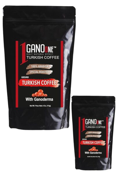 GanoOne Traditional Turkish Coffee with Ganoderma Reishi Mushroom Extract Medium Roast Ground Special Blend 100% Arabica Coffee