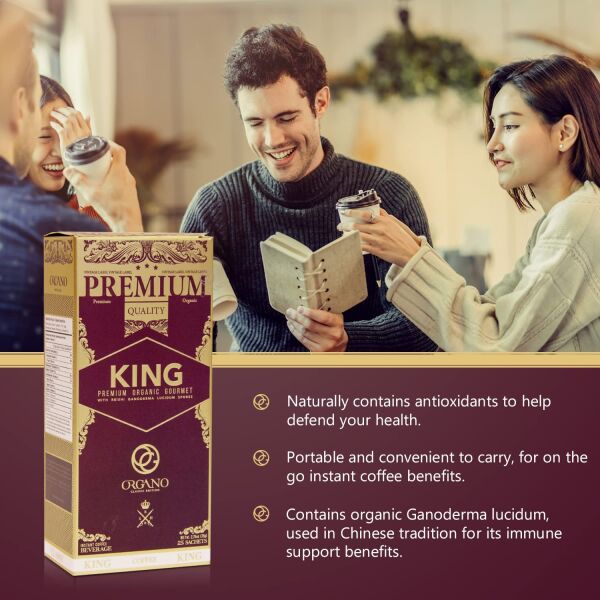 Organo Gold King Of Coffee Organic Premium Ganoderma Lucidum U.S.A. Packaging (1 Box)