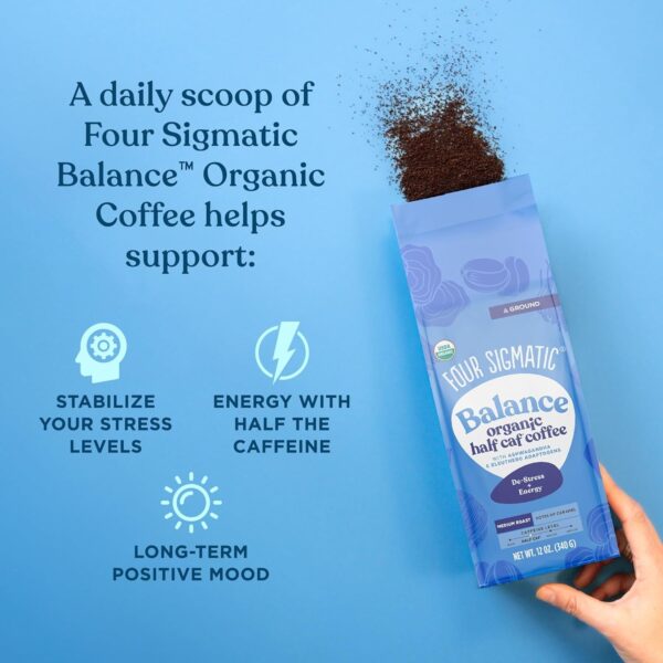 Four Sigmatic Organic Balance Adaptogen Ground Coffee | Medium Roast USDA Organic, Fair Trade Coffee with Ashwagandha, Chaga