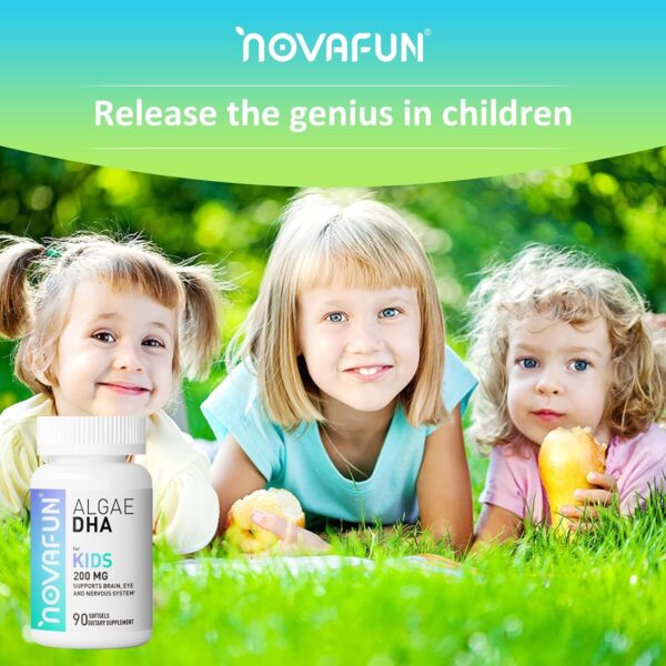 Algal sourced Omega-3& DHA Softgels for Kids, Brain, Eye and Heart Health, Cognitive & Immune Function, Learning, Social