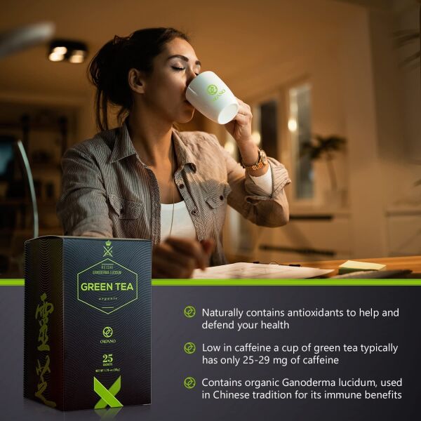 Organo Gold Green Tea with Ganoderma Lucidum (1 Box of 25 Sachets)