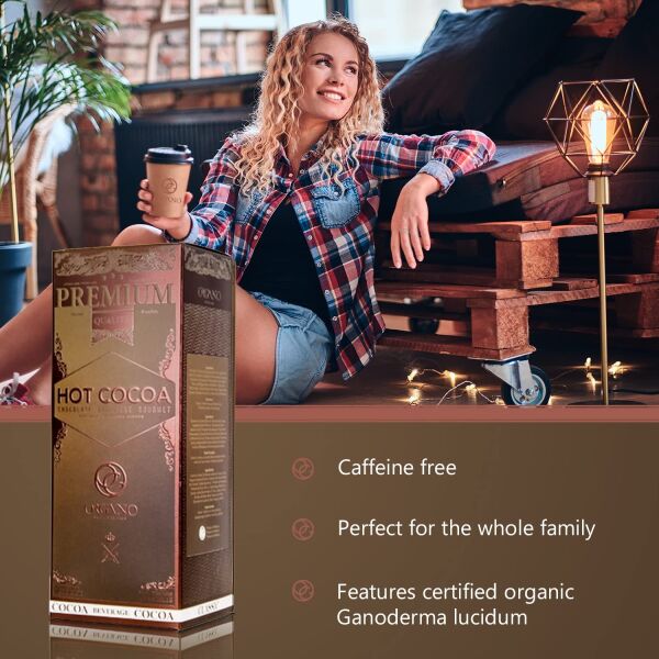 Organo Gold Premium Hot Cocoa Hot Chocolate U.S.A. Packaging (1 Box)