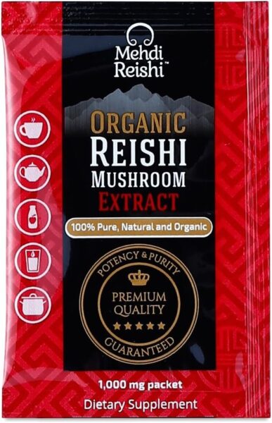 Organic Reishi Mushroom Fruiting Body Extract Powder 35% Beta Glucan – 100% Pure, Premium and Organic –30