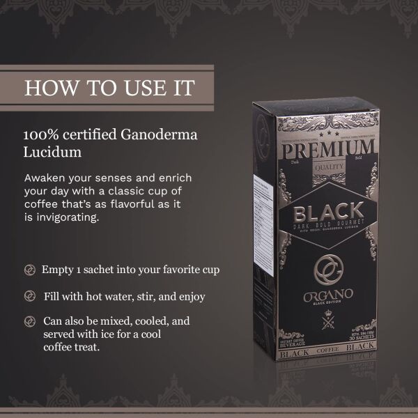 Organo Gold Gourmet Black Ganoderma Coffee (1 Box of 30 Sachets)