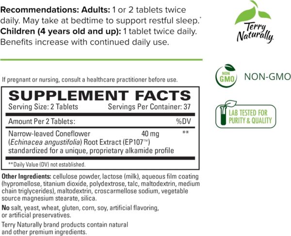 Terry Naturally AnxioCalm – 75 Tablets – Fast-Acting, Non-Drowsy, Non-Addictive Formula – Safe for Adults & Children 4+ Years –