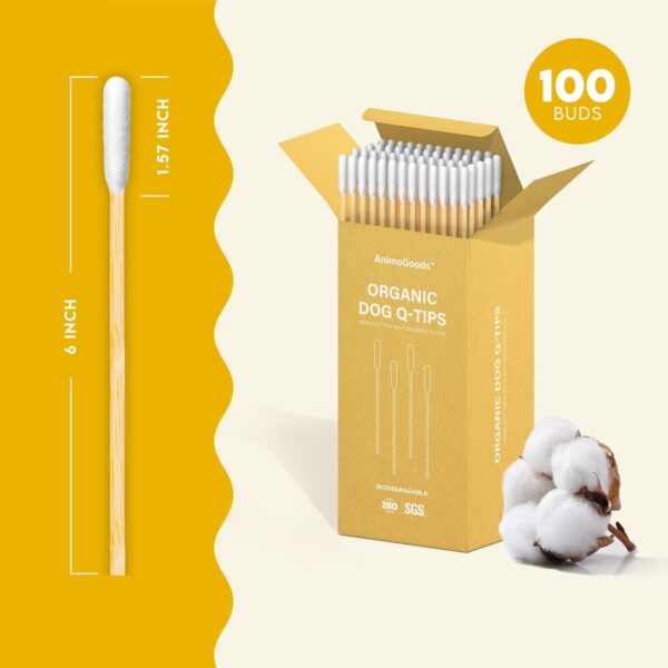 AnimoGoods™ 6 Inch Long Cotton Swabs for Dog Grooming – Eco-Friendly Q-Tips for Cats and Dogs – Dog Ear Cleaning Swabs – 100%