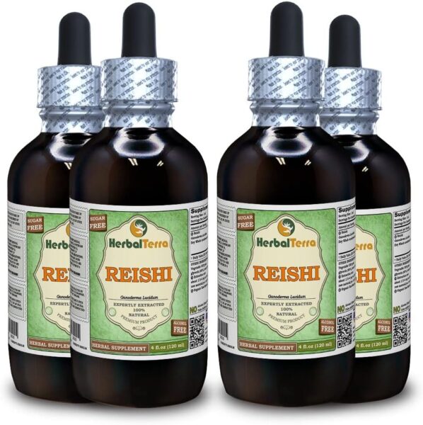 Reishi Mushroom (Ganoderma Lucidum) Glycerite, Organic Dried Mushrooms Alcohol-Free Liquid Extract 2 oz