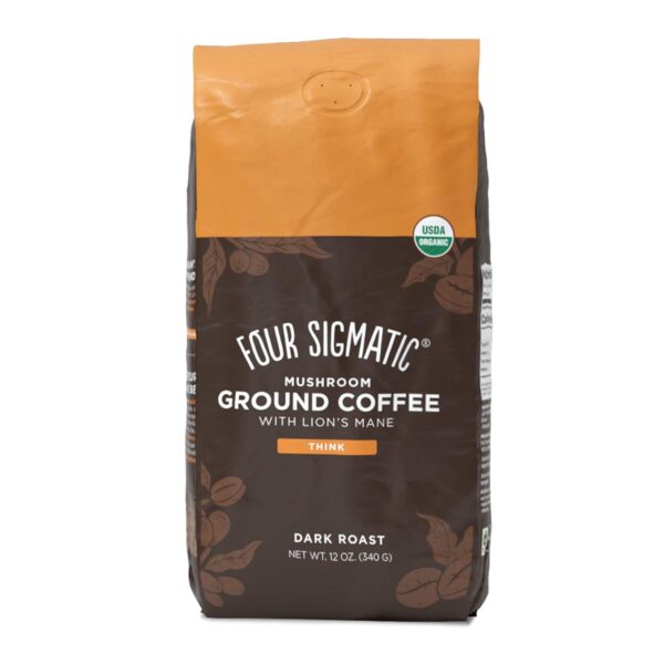 Four Sigmatic Lion’s Mane Mushroom Coffee Alternative with Organic Mushroom Ground Coffee | Focus, Memory & Immune Support