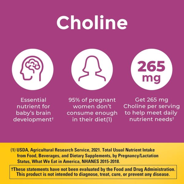 Nature Made Prenatal Vitamin Softgels + Choline Capsules, Folic Acid + DHA + Choline, 60 Prenatal Vitamins for Women, 60 Choline