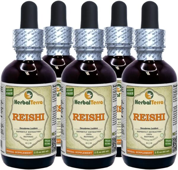 Reishi Mushroom (Ganoderma Lucidum) Glycerite, Organic Dried Mushrooms Alcohol-Free Liquid Extract 2 oz