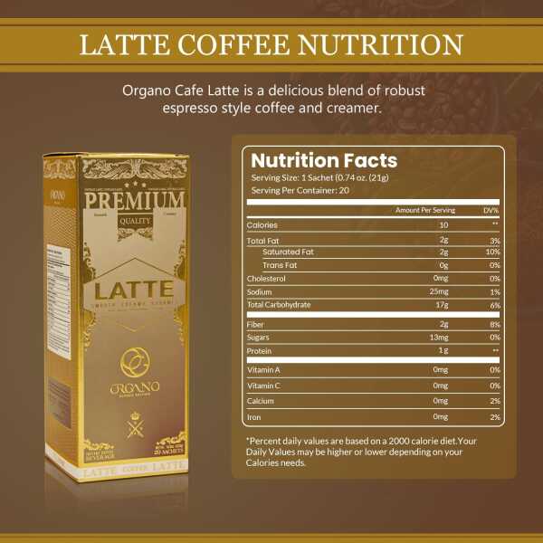 ORGANO Combo Pack, 1 box Cafe Latte and 1 Box Cafe Mocha 100% Certified Organic Gourmet Coffee