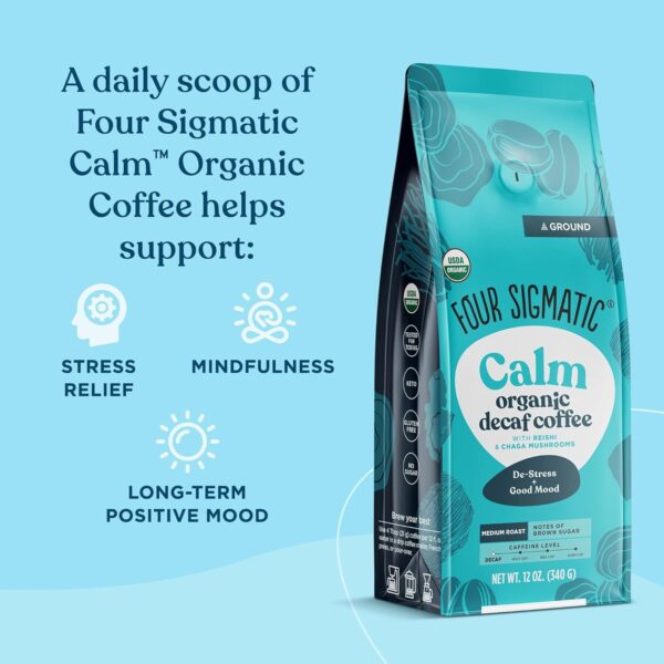 Four Sigmatic Organic Balance Adaptogen Ground Coffee | Medium Roast USDA Organic, Fair Trade Coffee with Ashwagandha, Chaga