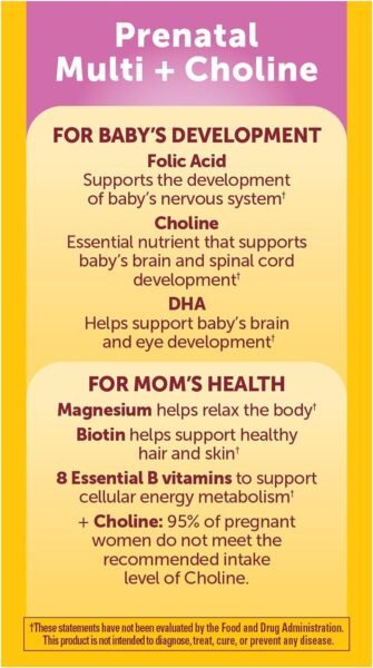 Nature Made Prenatal Vitamin Softgels + Choline Capsules, Folic Acid + DHA + Choline, 60 Prenatal Vitamins for Women, 60 Choline