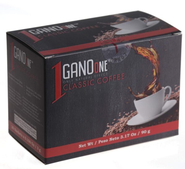 GanoOne Instant Classic Black Coffee with Ganoderma – Reishi Mushroom Extract Premium Blend 30 Single Serve Sachets, 6-pack