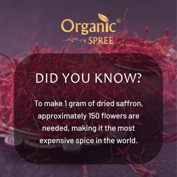 Organic Spree Kashmiri Saffron Kesar 1gm (0.035oz) Threads Pure and Natural l From the finest farmlands of Pampore, J&K l