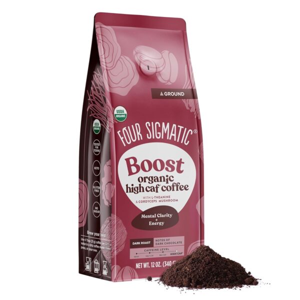 Four Sigmatic Happy Gut Organic Ground Coffee | Medium Roast Fair Trade Gourmet Coffee with Chaga & Turkey Tail | Immune