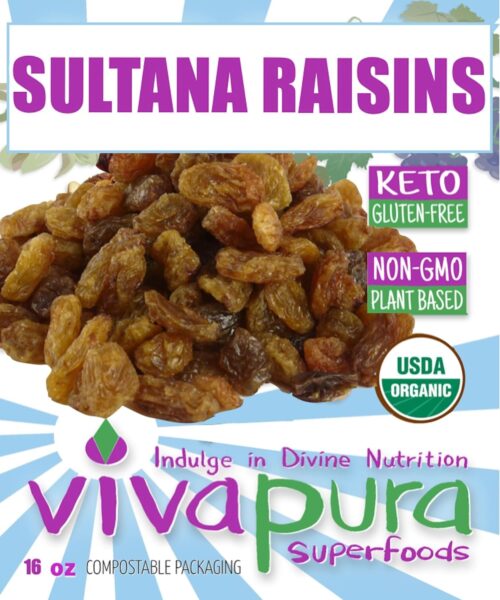 Raw Organic Sun-Dried Sultana Raisins, 1lb