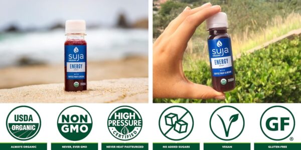 Suja Organic Energy Shot with Coffee Fruit & Reishi Mushroom | 100mg Natural Caffeine | Functional Shots | Cold-Pressed Juice