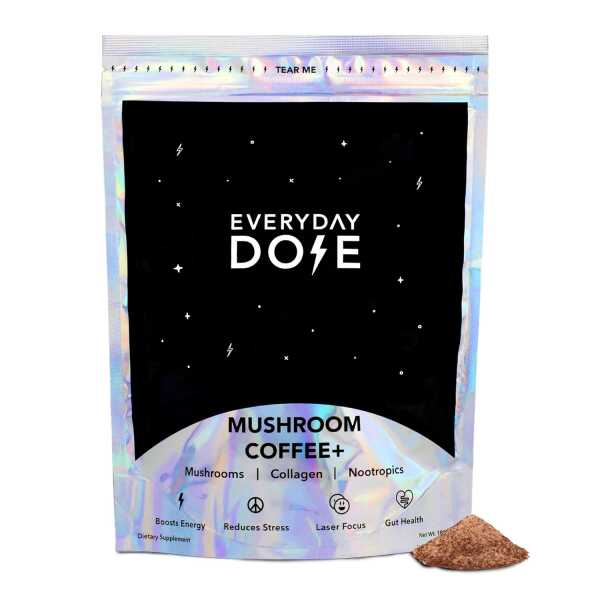 The Mushroom Latte by Everyday Dose Premium Coffee Extract with Grass-Fed Collagen, Chaga, Lions Mane & L-Theanine for better