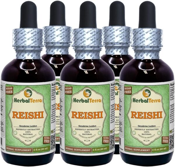 Reishi Mushroom (Ganoderma Lucidum) Glycerite, Organic Dried Mushrooms Alcohol-Free Liquid Extract 2 oz