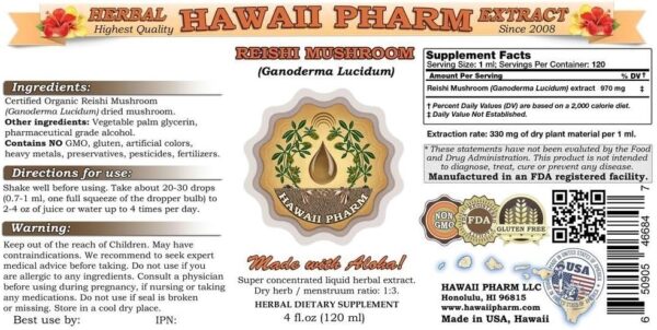 Reishi Liquid Extract – Tonic of Emperors, Organic Reishi Mushroom (Ganoderma Lucidum) Tincture, Herbal Supplement, Hawaii