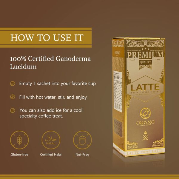 Organo Gold Gourmet Cafe Latte (1 Box of 20 Sachets)