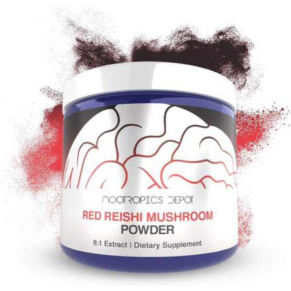 Nootropics Depot Red Reishi Mushroom Powder | 8:1 Extract | 60 Grams | Ganoderma lucidum | Organic Whole Fruiting Body Mushroom