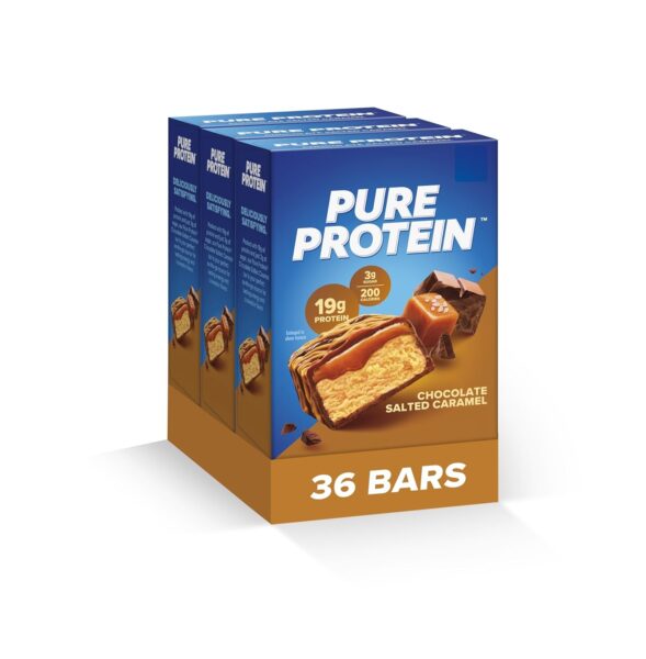 Pure Protein Bars, High Protein, Nutritious Snacks to Support Energy, Low Sugar, Gluten Free, Chocolate Salted Caramel 1.76 oz.,