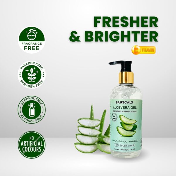 Organic Aloe Vera Gel for Face & Body, Enriched with 99% Pure Aloe Vera Gel, Skin, Scalp & Hair Nourishment, Soothing Aloe Face