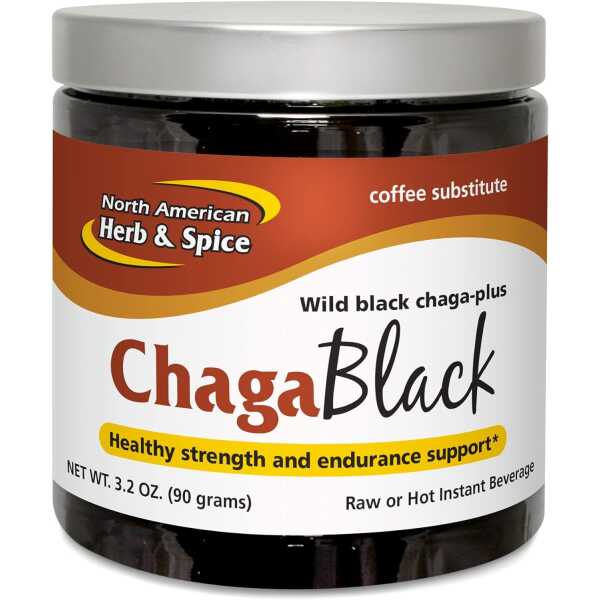 NORTH AMERICAN HERB & SPICE ChagaBlack Tea – 3.2 oz. – Chaga Wild Mushroom Herbal Tea, Coffee Substitute – Adaptogen, Adrenal