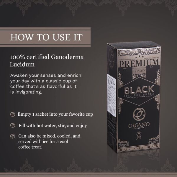 Organo Gold Gourmet Black Ganoderma Coffee (1 Box of 30 Sachets)