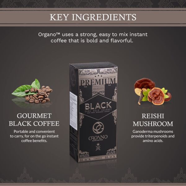 Organo Gold Gourmet Premium Black Coffee Made With Antioxidant Rich Organic Ganoderma Lucidum U.S.A. Packaging (1 Box)