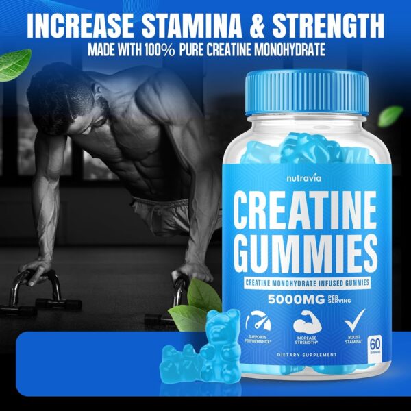 Creatine Gummies Infused with 5g Creatine Monohydrate for Men and Women, Strength, Endurance, Muscle Instantized Creatine,