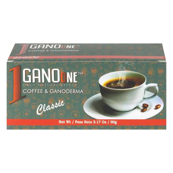 GanoOne Instant Classic Black Coffee with Ganoderma – Reishi Mushroom Extract Premium Blend 30 Single Serve Sachets, 6-pack