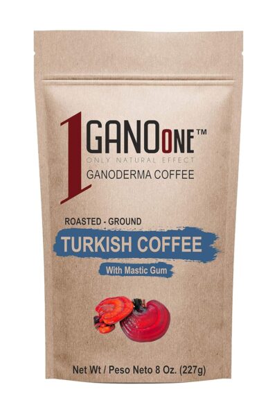 GanoOne Turkish Coffee with Cardamom include Ganoderma Reishi Mushroom Extract Medium Roast Ground Special Blend 100% Arabica