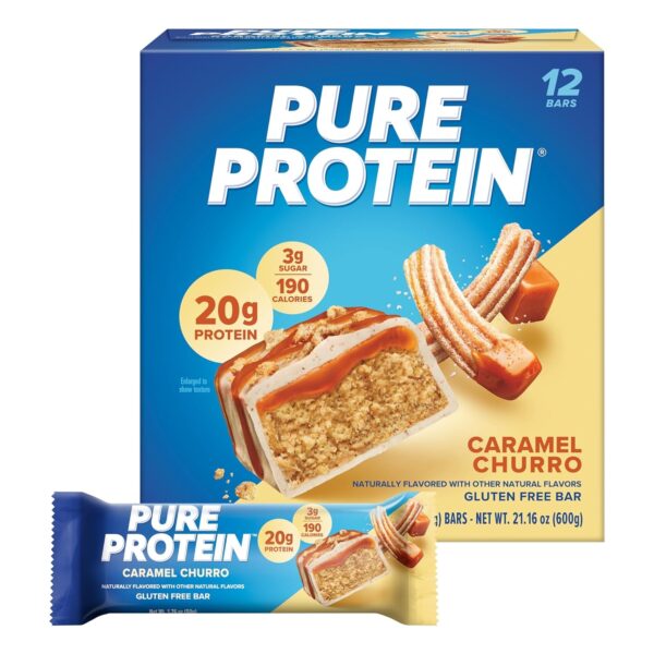 Pure Protein Bars, High Protein, Nutritious Snacks to Support Energy, Low Sugar, Gluten Free, Chocolate Salted Caramel 1.76 oz.,