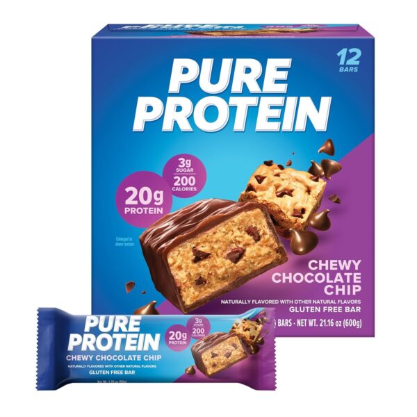 Pure Protein Bars, High Protein, Nutritious Snacks to Support Energy, Low Sugar, Gluten Free, Chocolate Salted Caramel 1.76 oz.,