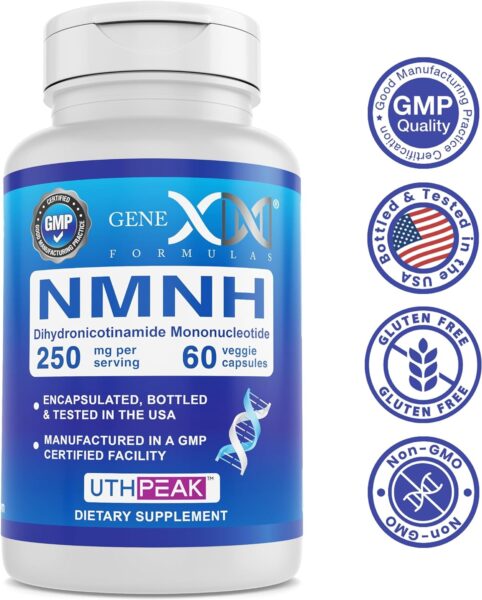 GENEX 250mg NMNH (60 Capsules – 30 Servings) | Uthpeak™ NMNH (Dihydronicotinamide Mononucleotide) NAD+ Precursor for Healthy