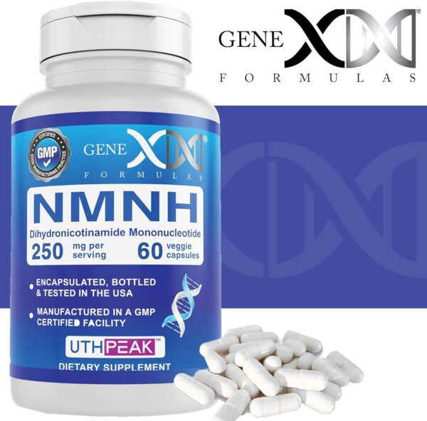 GENEX 250mg NMNH (60 Capsules – 30 Servings) | Uthpeak™ NMNH (Dihydronicotinamide Mononucleotide) NAD+ Precursor for Healthy