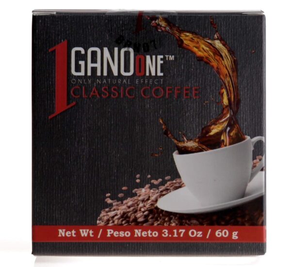 GanoOne Instant Classic Black Coffee with Ganoderma – Reishi Mushroom Extract Premium Blend 30 Single Serve Sachets, 6-pack