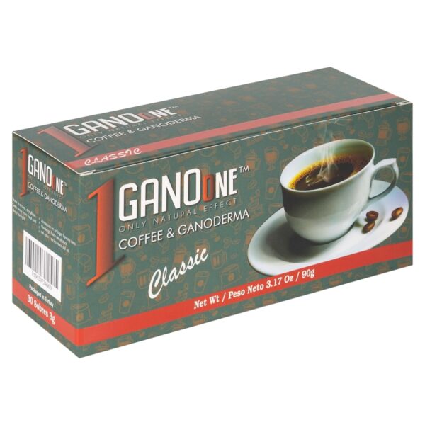 GanoOne Instant Classic Black Coffee with Ganoderma – Reishi Mushroom Extract Premium Blend 30 Single Serve Sachets, 6-pack