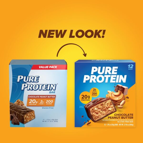 Pure Protein Bars, High Protein, Nutritious Snacks to Support Energy, Low Sugar, Gluten Free, Chocolate Salted Caramel 1.76 oz.,