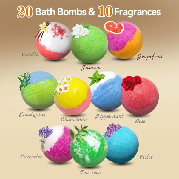 Bath Bombs for Women Gift Set, Mothers Day Gifts 20 Organic Bath Bombs with Essential Oil, Handmade SPA Bubble Bath Bombs for