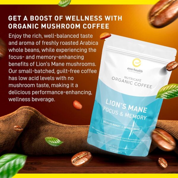 Enerhealth Botanicals NutriCafé Perfomance Enhancer – Fairly Traded, Low Acid, Medium Roast Whole Arabica Bean Coffee,